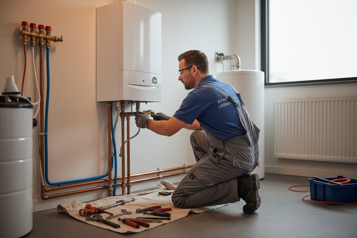 Cv monteur aan het werk